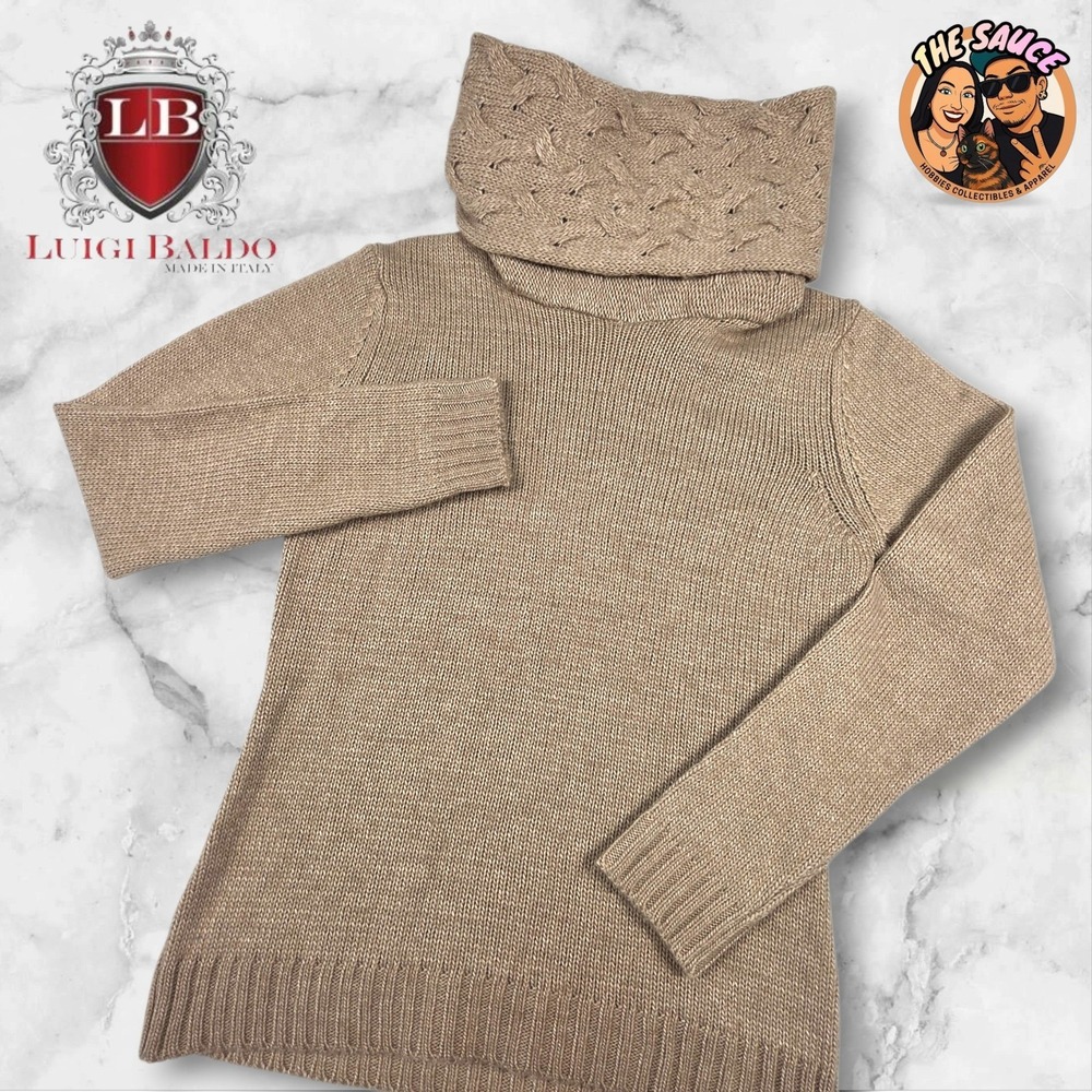 Luigi Baldo Wool Alpaca Blend Cable Knit Turtleneck Sweater Womens Small Italy
